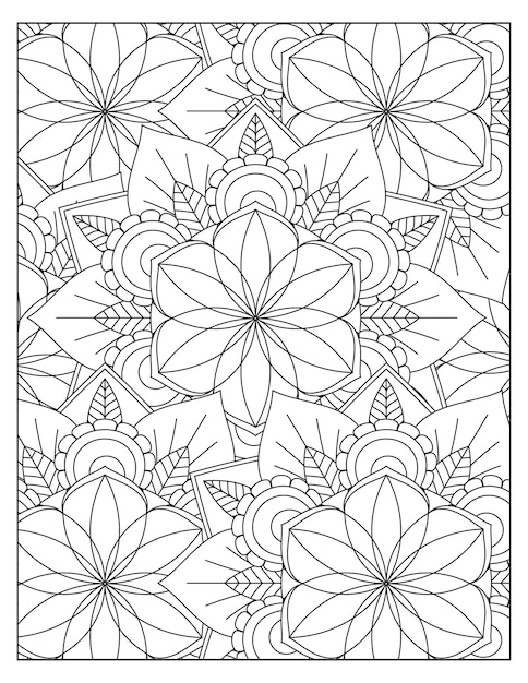 Disegno del modello di colorazione della mandala dei fiori