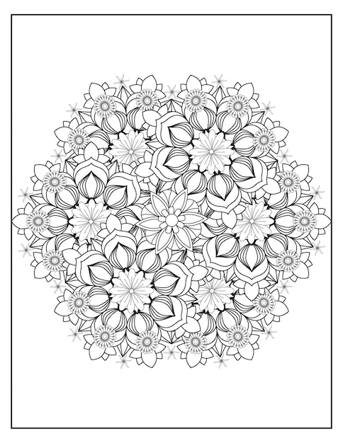 Disegno del modello di colorazione della mandala dei fiori