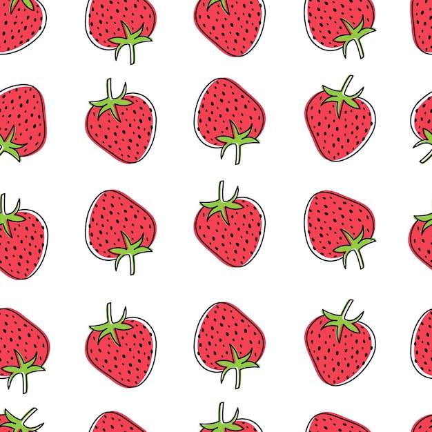 Disegno del modello di fragola. Motivo frutti di bosco con fragole