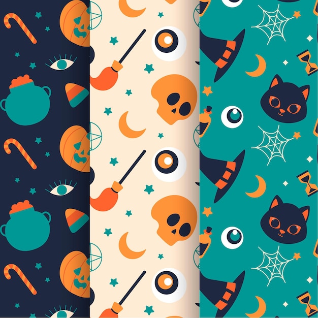 Disegno del modello di halloween piatto disegnato a mano