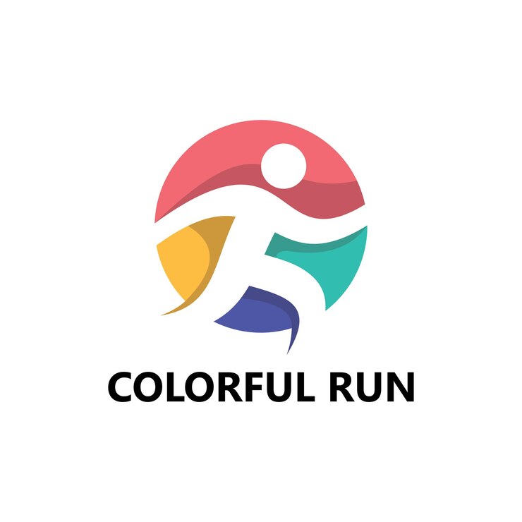 Disegno del modello di logo di corsa colorato