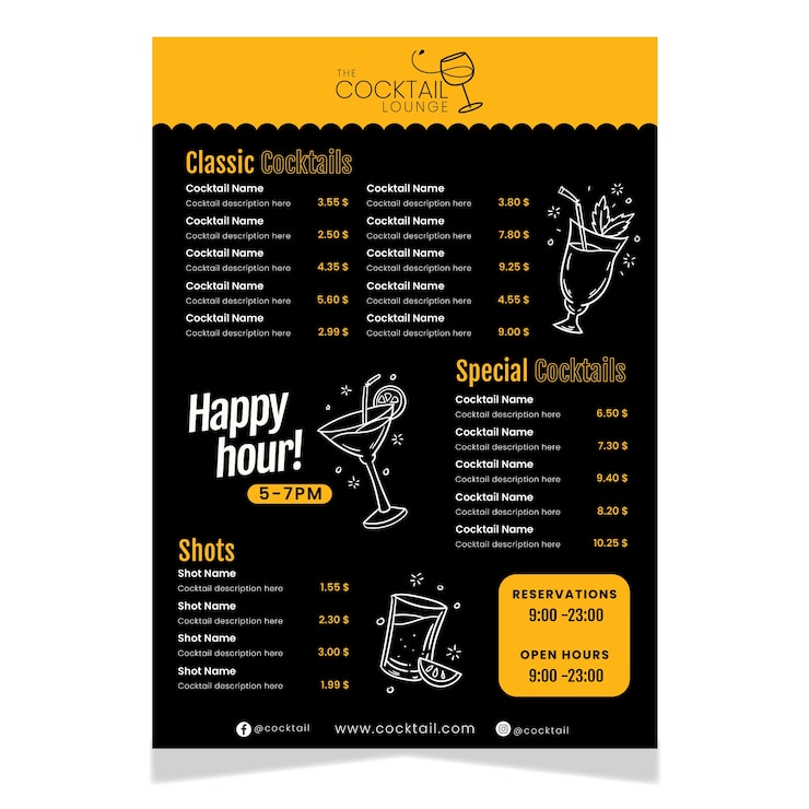 Vettore disegno del modello di menu disegnato a mano