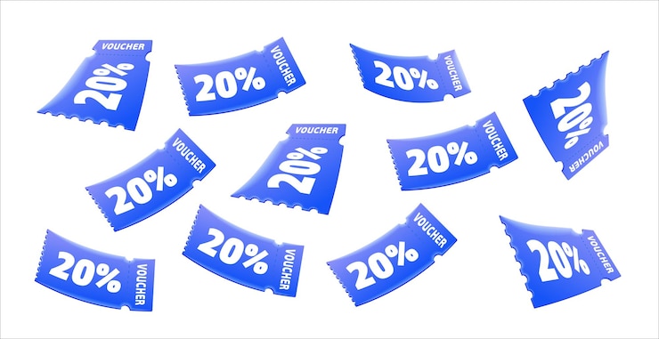 Vettore disegno del modello di rimborso della carta del buono con promozione del codice buono offerte speciali di prezzo premium