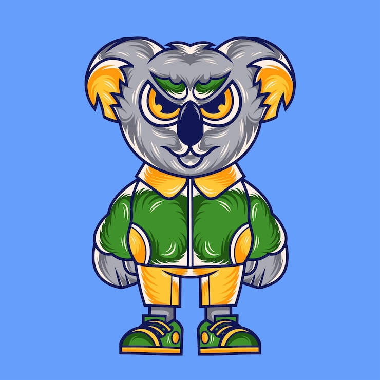 Vettore disegno del personaggio della mascotte cartone animato del koala