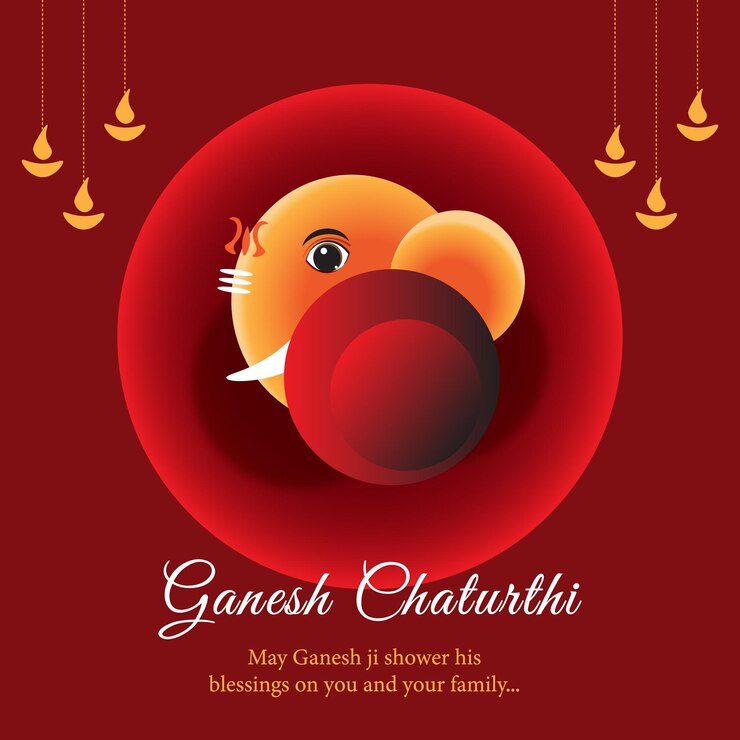 Disegno del poster di colore rosso vettoriale Ganesh Chaturthi