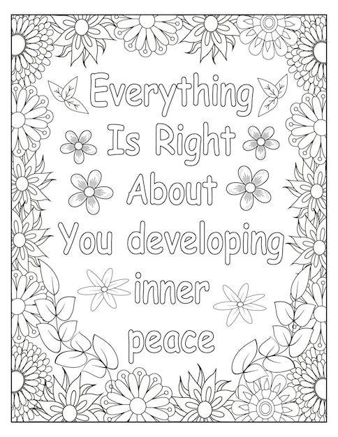 Disegno del telaio da colorare motivazionale di fiori