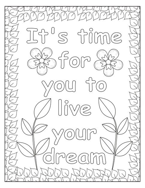 Disegno del telaio da colorare motivazionale di fiori