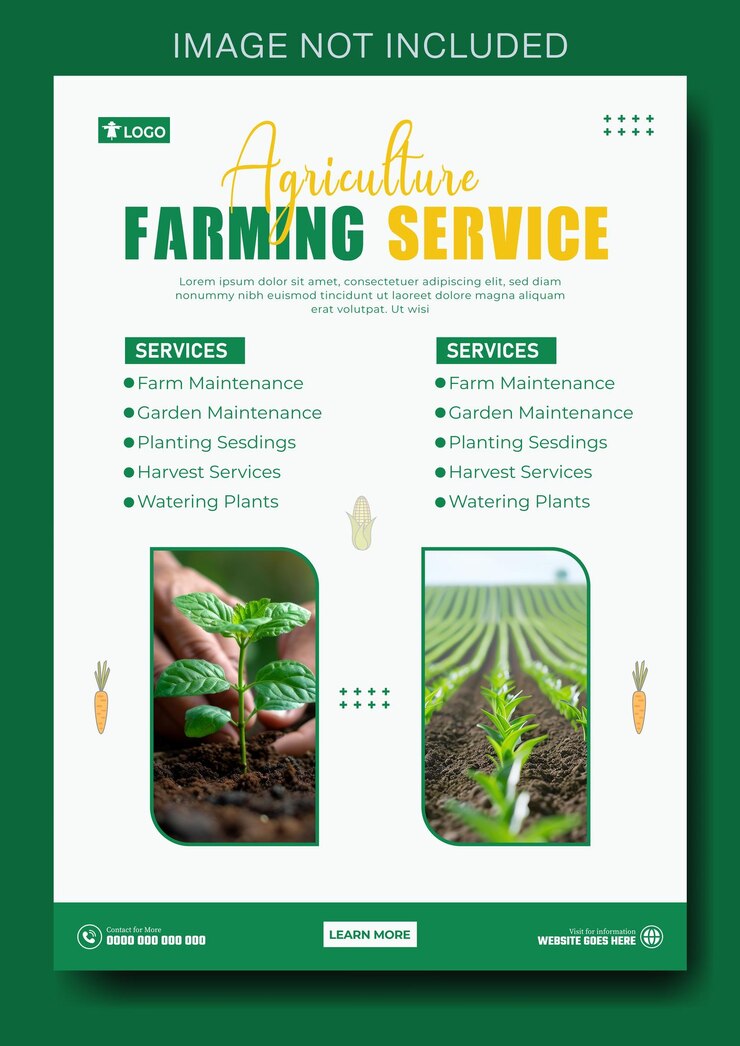 Vettore disegno del volantino di rafforzamento dell'agricoltura