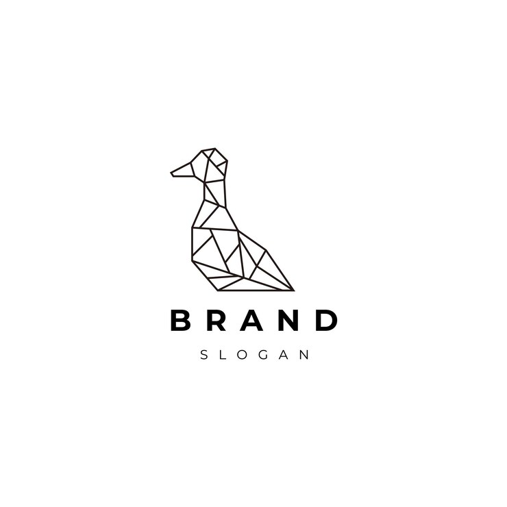 Vettore disegno dell'icona del logo geometrico dell'anatra