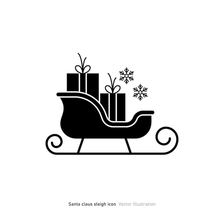 Vettore disegno dell'icona della slitta di babbo natale
