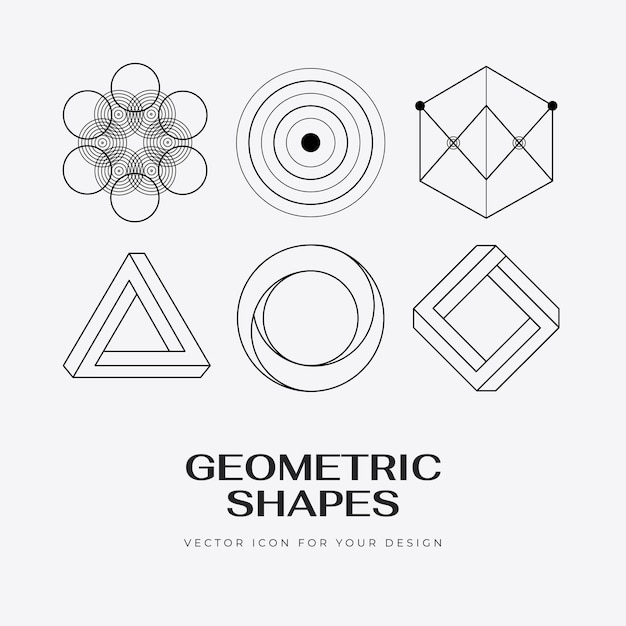 Disegno dell'icona geometrica set moderno astratto vettoriale in stile lineare alla moda
