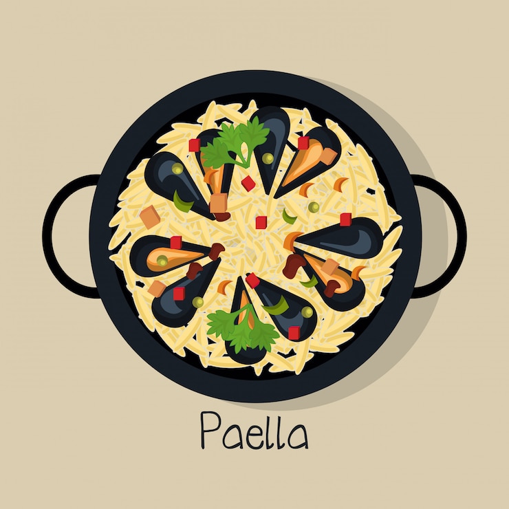 Vettore disegno dell'icona isolato paella spagnola