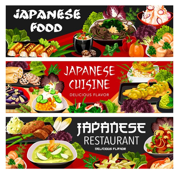Disegno dell'illustrazione dei piatti della cucina giapponese