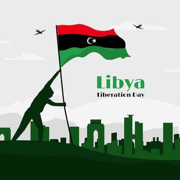 Disegno dell'illustrazione del giorno della liberazione della Libia