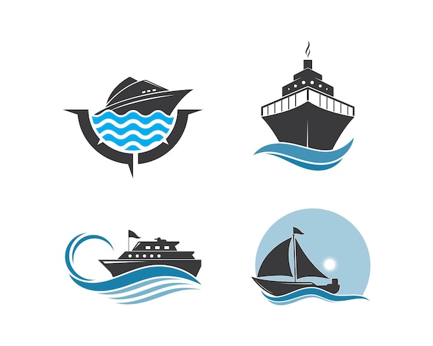 Disegno dell'illustrazione dell'icona di vettore del modello di logo della nave da crociera
