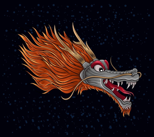 Disegno dell'illustrazione della testa del drago arrabbiato