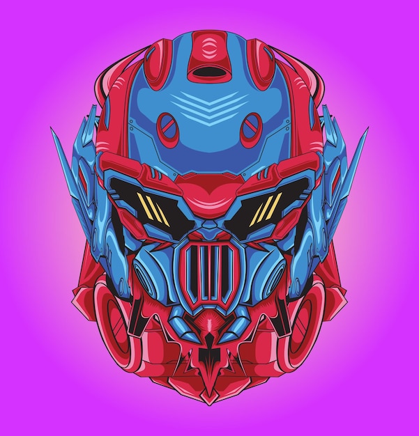 Disegno dell'illustrazione della testa del mecha del mostro