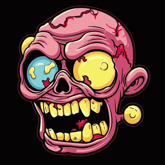 Disegno dell'illustrazione della testa di zombie