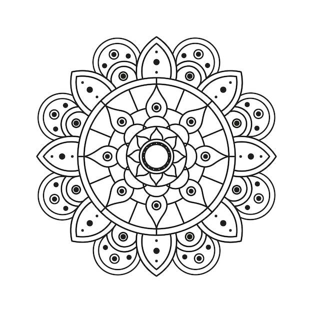 Disegno dell'illustrazione di etnia mandala monocromatica floreale decorativo