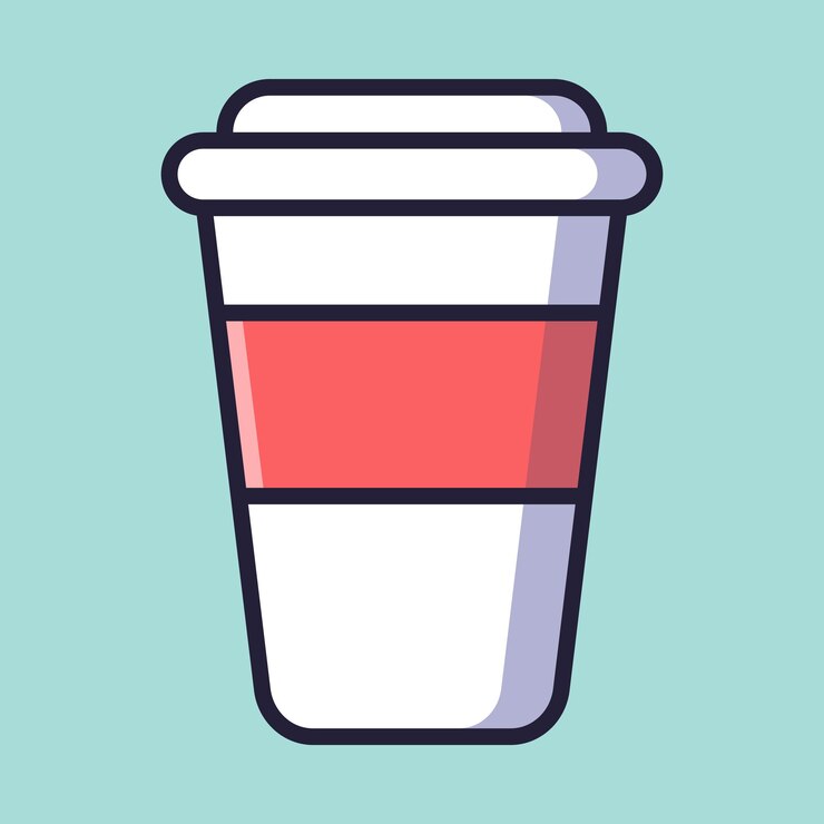 Disegno dell'illustrazione di vettore usa e getta della tazza di caffè