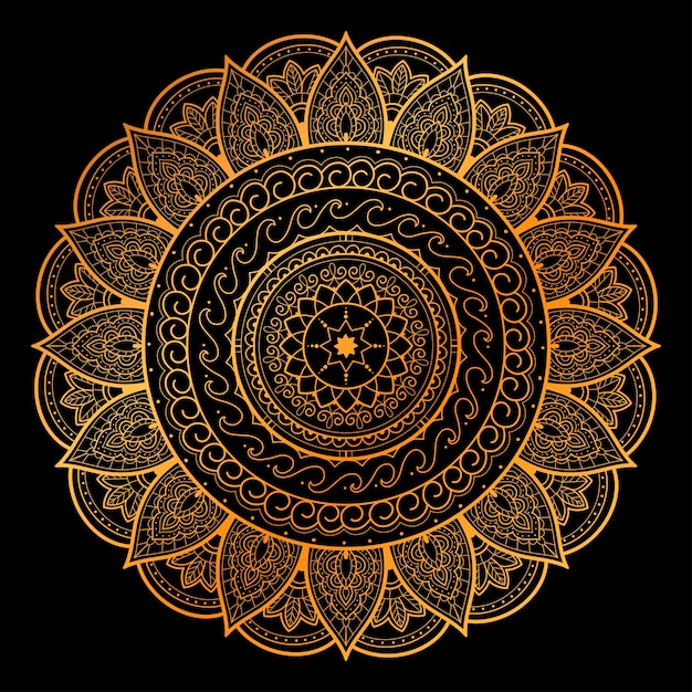Disegno dell'illustrazione dorata di arte della mandala