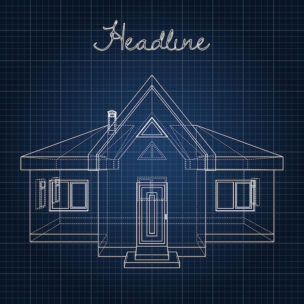 Disegno della casa su sfondo blu