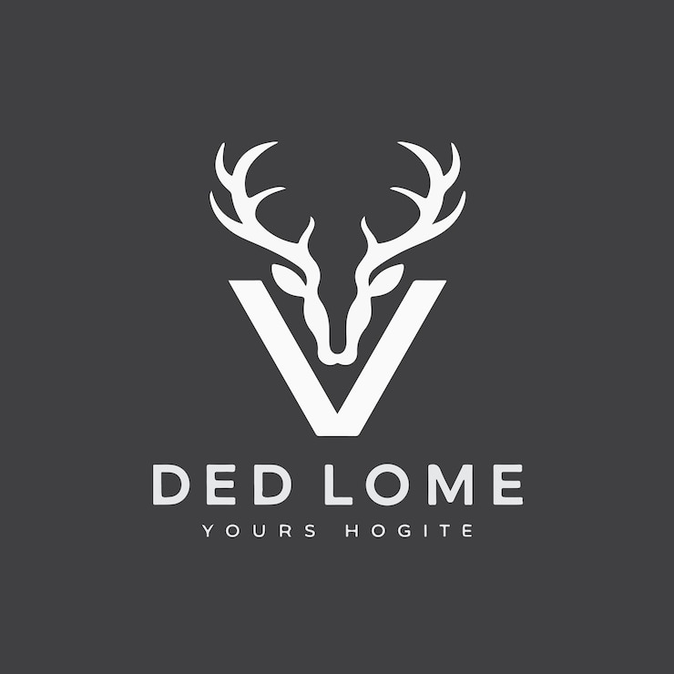 Vettore disegno della lettera v e del logo del cervo