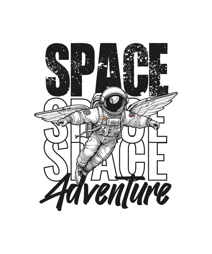 Disegno della maglietta dell'avventura spaziale dell'astronauta