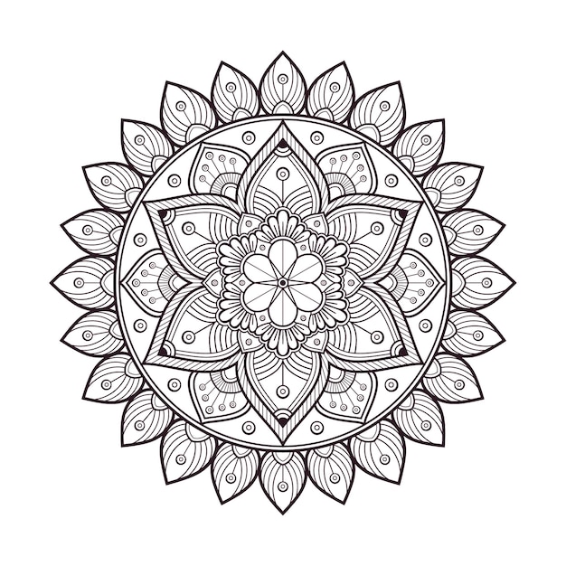 Disegno della mandala del modello del tatuaggio del cerchio decorativo dell'henné dell'ornamento della linea floreale
