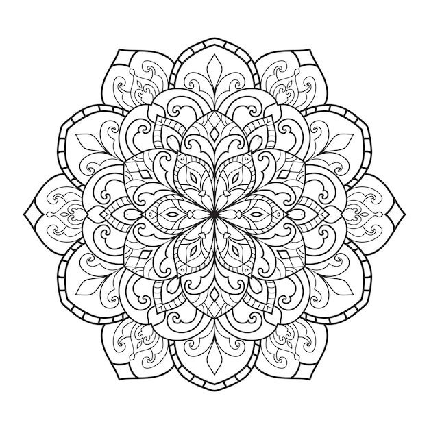 Disegno della mandala per la pagina da colorare per adulti. ornamento rotondo decorativo.