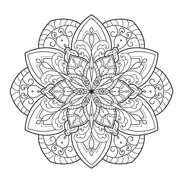 Disegno della mandala per la pagina da colorare per adulti. ornamento rotondo decorativo.