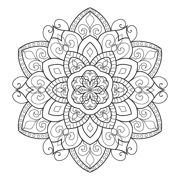Disegno della mandala per la pagina da colorare per adulti. ornamento rotondo decorativo.