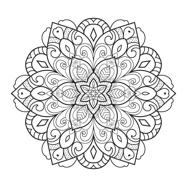 Disegno della mandala per la pagina da colorare per adulti. ornamento rotondo decorativo.