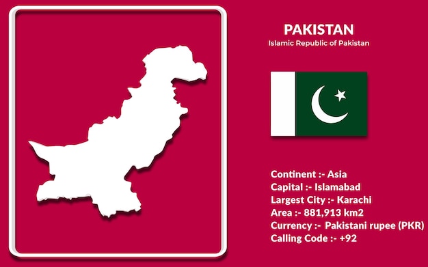 Disegno della mappa del Pakistan in stile 3d con bandiera nazionale