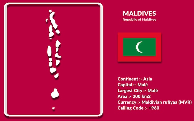 Disegno della mappa delle Maldive in stile 3d con bandiera nazionale