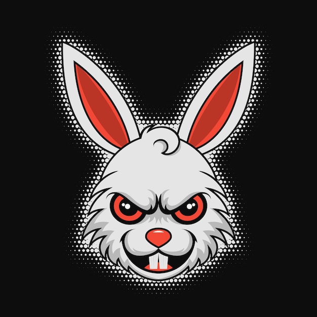 Disegno della mascotte del coniglio pazzo Illustrazione vettoriale EPS10