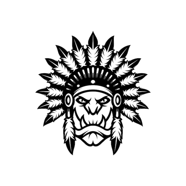 Disegno della mascotte del contorno del samurai orco