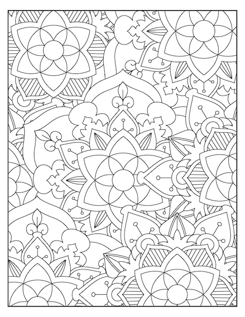 Disegno della pagina con motivo floreale da colorare