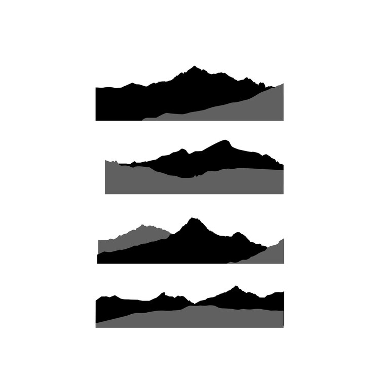Disegno della raccolta della siluetta della montagna