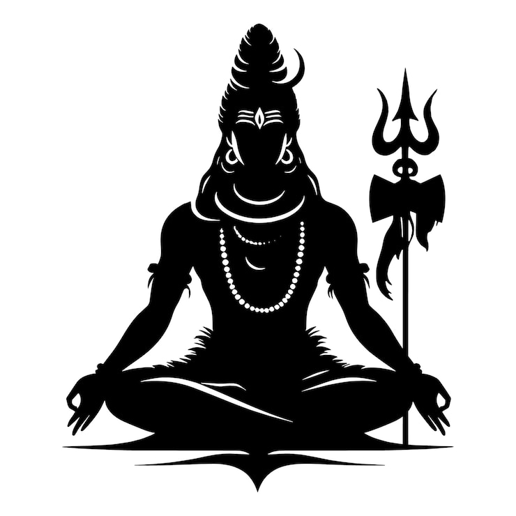 Vettore disegno della silhouette di lord shiva