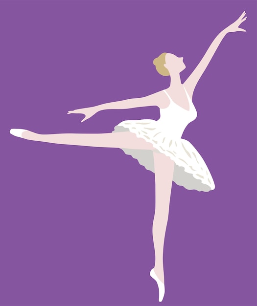 Disegno della siluetta graziosa ballerina di danza vettoriale