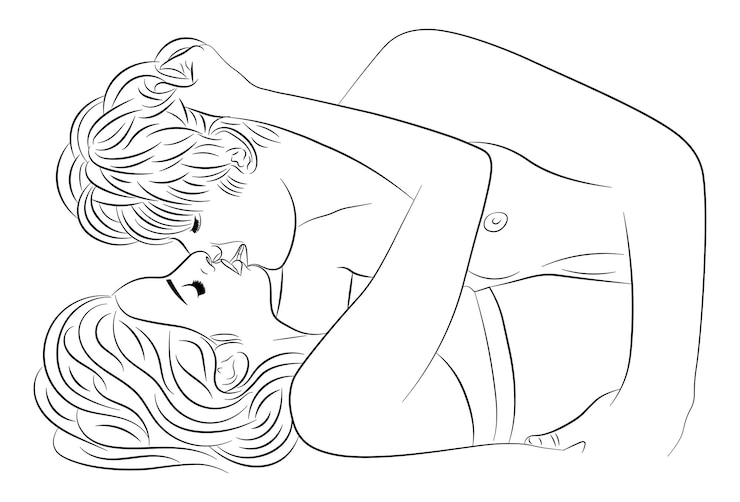 Vettore disegno delle coppie che si baciano