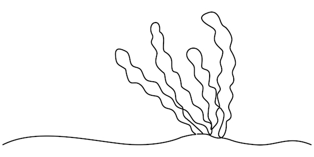 disegno di alghe marine un vettore di linea continua alghe marine disegnate in una linea continua una linea