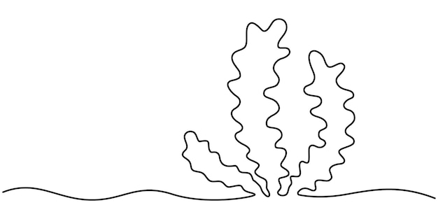 disegno di alghe marine un vettore di linea continua alghe marine disegnate in una linea continua una linea