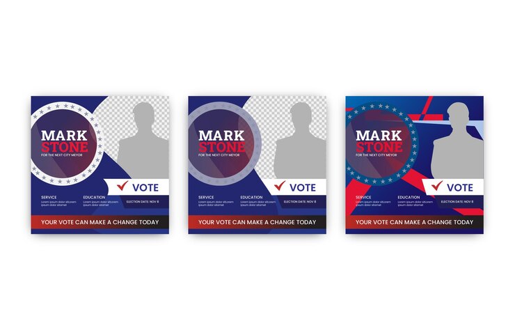 Vettore disegno di banner di campagna elettorale politica voto post sui social media