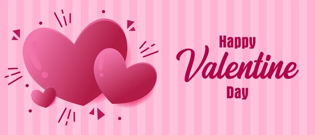 Disegno di banner di copertina di San Valentino con decorazioni rosa e cuori vettoriali per lo sfondo del Giorno di San Valentine