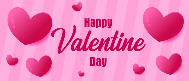 Disegno di banner di San Valentino con cuori vettoriali per lo sfondo dell'evento del Giorno dei San Valentino