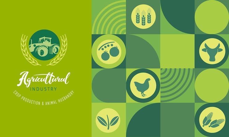 Vettore disegno di banner naturale con icone agricole di prodotti agricoli
