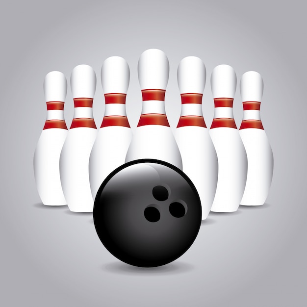 disegno di bowling sopra illustrazione vettoriale sfondo grigio