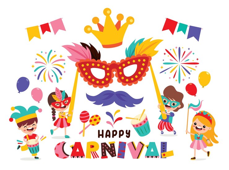Vettore disegno di carnevale con elementi colorati